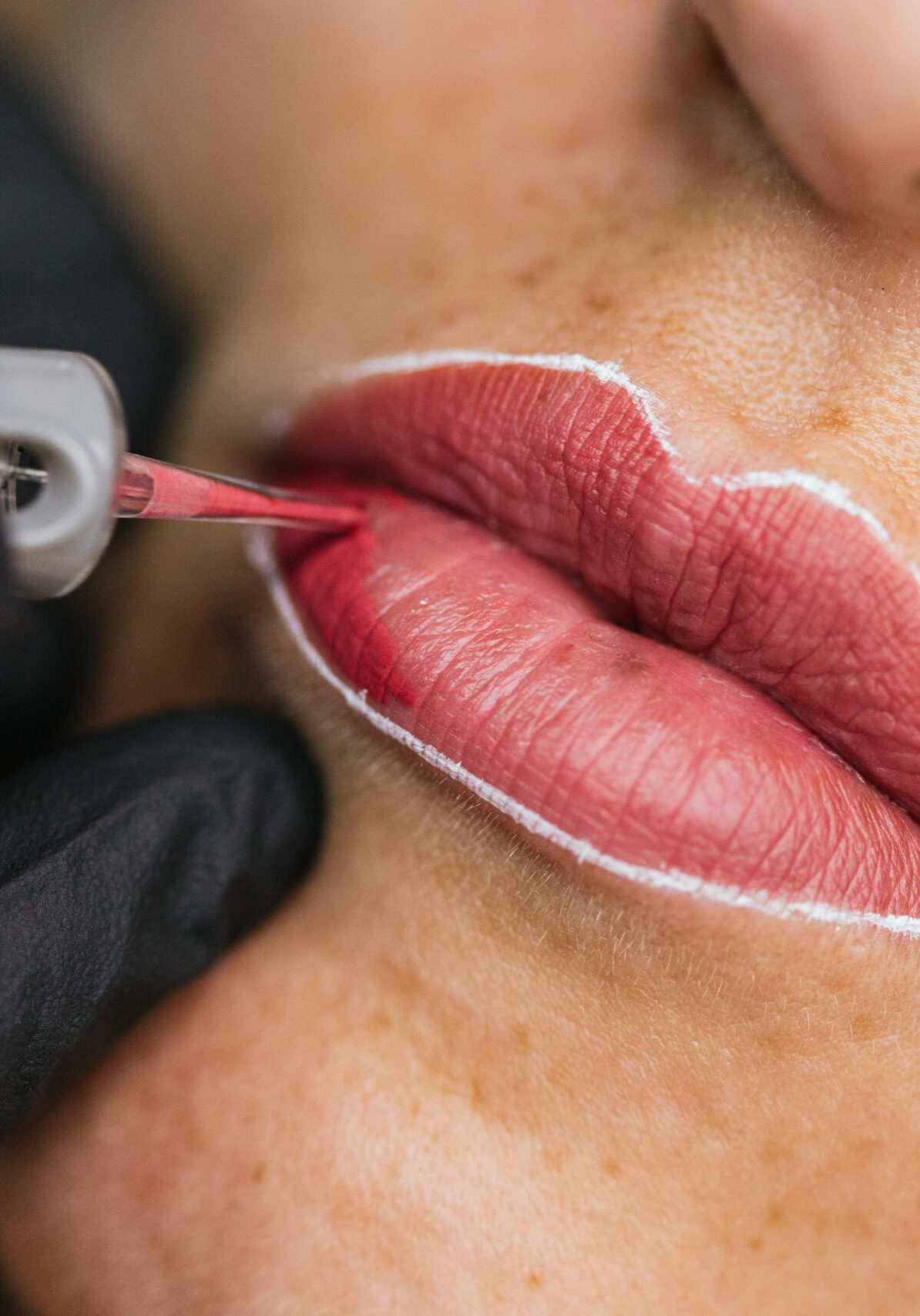 Experience the professional lip micropigmentation procedure for semipermanent makeup and cosmetic enhancement in the beauty industry
